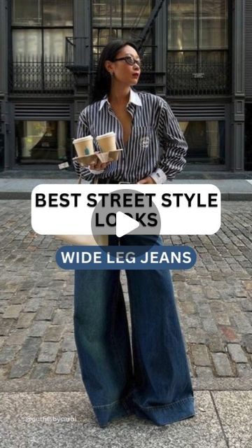 Step up your street style game with wide-leg jeans! 👖✨   In this reel, I'll showcase the best ways to style these trendy jeans for a chic, effortless look. From casual days to night outs, discover versatile outfit ideas that highlight the relaxed yet polished vibe of wide-leg jeans.   Watch now and get inspired! #streetstyle #widelegjeans #fashioninspo #streetstyleinspo  #streetstyleluxe Wide Straight Jeans Outfit, Widelegjeans Outfit Winter, Wide Leg Jeans Outfit Street Style, Palazzo Jeans Outfit, Wide Leg Jeans Street Style, Wide Leg Jeans Outfit Ideas, How To Style Wide Leg Jeans, Wide Leg Jeans Outfits, Straight Jeans Outfit