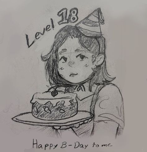 Chica con pelo corto cumpleaños 18 dibujo de cumpleaños tradicional dibujo , dibujo a lápiz pastel leve 18 B Day Drawing Ideas, Happy Birthday Sketch Drawing, Happy Birthday Doodles, Sketchbook Idea, Cake Drawing, Sketchbook Inspo, Happy Drawing, Happy B Day, Anime Sketch