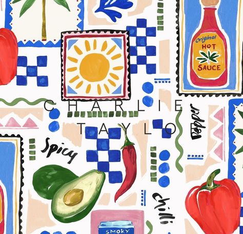 Food Illustration Design, Deco Paint, Conversational Prints, Coord Set, Postcard Printing, Photo Wall Collage, Pattern Repeat, Mural Wall Art, Summer Prints