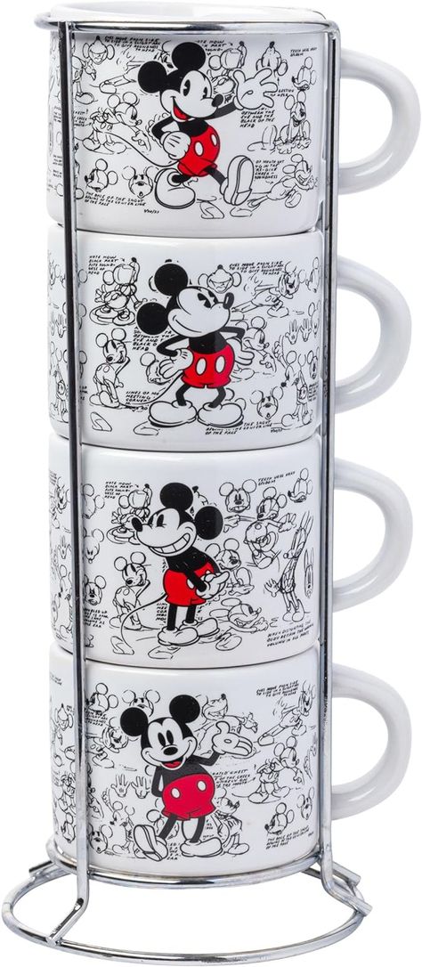 Amazon.com | Silver Buffalo Disney Mickey Mouse Vintage Sketches Art 4pc Stackable Ceramic Espresso Small Cup Set, 3 Ounces: Espresso Cups Vintage Sketches, Mickey Mouse Vintage, Sketches Art, Cup Set, Espresso Cups, Cupping Set, Disney Mickey Mouse, Disney Mickey, Art Sketches