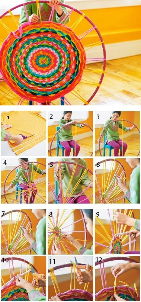 Karpet Perca, Hula Hoop Rug, Rug Diy, Hantverk Diy, Rope Rug, Art Time, Diy Bricolage, Finger Knitting, Seni Origami