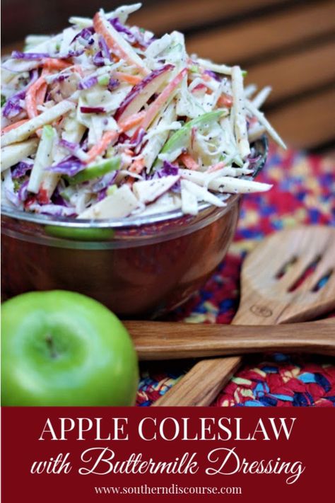 Carrot Coleslaw, Purple Cabbage Slaw, Southern Discourse, Coleslaw Recipes, Cabbage And Carrots, Apple Coleslaw, Slaw Dressing, Buttermilk Dressing, Apple Slaw