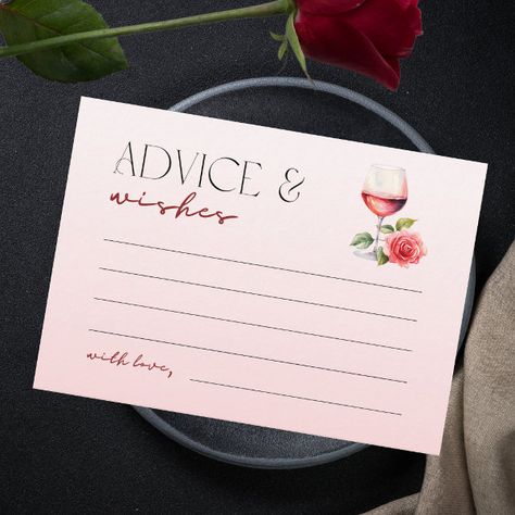 Vino Before Vows Bridal Shower Advice & Wishes Enclosure Card Wine Bridal Shower Invitations, Vino Before Vows, Bridal Shower Advice, Personalized Place Cards, Bridal Shower Wine, Wedding Advice Cards, Bridal Shower Cards, Elegant Typography, Place Card Template