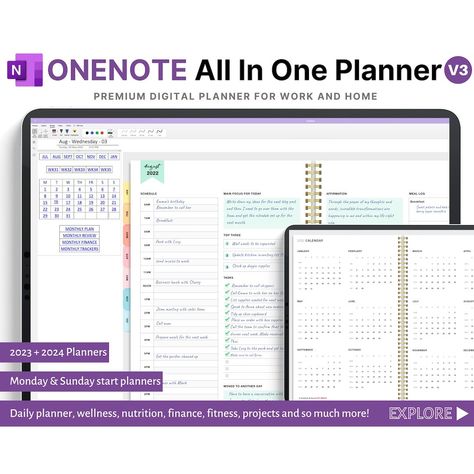Onenote Digital Planner 2023 2024 iPad Windows Samsung, Digital Journal, Daily Planner Planner Digital Dated Hyperlinked Weekly Monthly - Etsy | Productiviteit Customizable Digital Planner, Onenote Templates Free, Onenote Planner Templates Free, Digital Planner Onenote, Onenote Digital Planner, Onenote Planner, Journal Daily Planner, Best Weekly Planner, Onenote Template