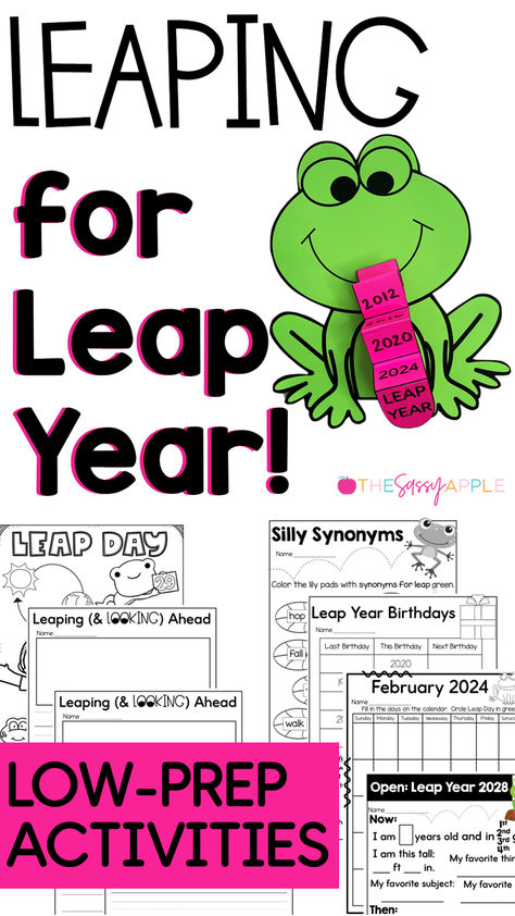 Can you believe we have a Leap Day coming up on February 29th? What an exciting way to end the month and talk about a fun topic with students. Leap Day only comes around every four years, which makes it extra special to learn about. I’ve put together 6 easy Leap Day activities you can do with your students to teach them all about this extra calendar day. Leap Day School Activities, Leap Year Classroom Activities, Leap Year Classroom Ideas, Leap Day Classroom Activities, Leap Year School Activities, Leap Day Activities Kindergarten, Leap Year Activities For Kindergarten, Leap Day Party, Leap Year Party Ideas