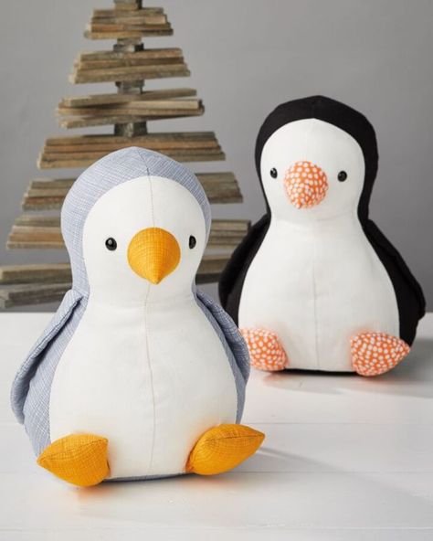 Penguin Plushie Sewing Pattern (Jo Carter) | Craft Resource Wiki | Fandom Penguin Plushie, Elephant Soft Toy, Penguin Pattern, Soft Toy Patterns, Fabric Christmas Trees, Animal Sewing Patterns, Elephant Toy, Diy Bebe, Sewing Magazines