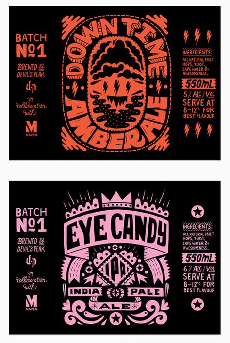 Craft Beer Label Design Illustrations, Cool Beer Labels, Beer Design Packaging, Beer Labels Design, Beer Label Design Ideas, Dnd Graphic Design, Edgy Packaging Design, Craft Beer Illustration, Beer Bottle Label Design