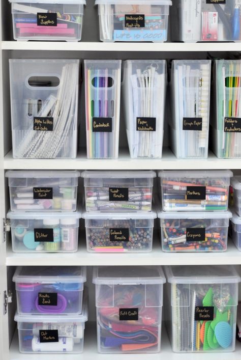 Organized Craft Closet, Craft Closet Organization, Craft Closet, Stationary Organization, Room Organisation, Organize Craft Supplies, House Organisation, Craft Room Design, Office Crafts