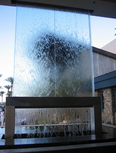 Atrium Water Feature, Indoor Outdoor Water Feature, Weeping Wall Fountain, Water Wall Architecture, Spa Water Feature, Water Curtain Wall, Fountain Wall, Water Installation, Water Wall Fountain