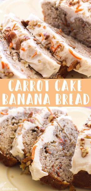 Banana Bread Recipe With Cream Cheese, Carrot Cake Banana Bread, Cake Banana Bread, Carrot Banana Cake, Recipe With Cream Cheese, Cake Banana, Easy Carrot Cake, Carrot Recipes, Cream Cheese Recipes