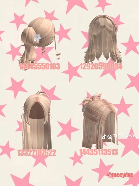 Bloxburg Blonde Hair Codes, Roblox Hair Codes, Blonde Hair Roblox, Roleplay Outfits, Blonde Hair Codes, Cute Blonde Hair, Bloxburg Clothes, Bloxburg Outfits, Brown Hair Roblox