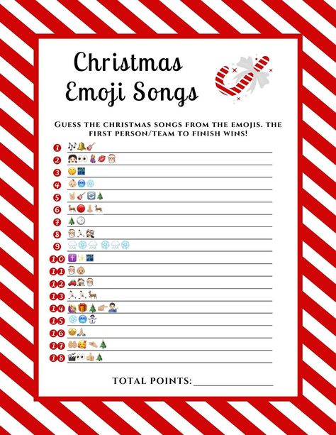 Are you looking for a fun Christmas-themed activity to play with friends and family during the holiday season? Or perhaps at your company holiday party? This Christmas Emoji Songs game is a fun little holiday activity to do with your family and friends! Not only will this holiday printable game keep kids and adults entertained at your Christmas get-togethers but it’s also a perfect ice breaker for your company Holiday party. Christmas Games For Adults The Office, Friends Christmas Party Ideas Fun Games, Holiday Ice Breaker Games, Office Christmas Games Ideas, Christmas Party Ice Breaker Games, Lunch Centerpieces, Christmas Ice Breaker Games, Fun Christmas Games For Adults, Emoji Songs