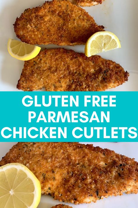 Gluten Free Chicken Cutlets, Chicken Breast Recipes Gluten Free, Gluten Free Lemon Chicken, Chicken Cutlets Baked, Gluten Free Breaded Chicken, Weeknight Meal Prep, Chicken Parmesean, Baked Parmesan Chicken, Pork Cutlet Recipes