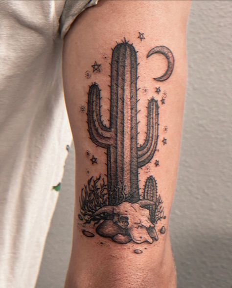 Black And Grey Cactus Tattoo, Cactus Tattoo Women, Saguaro Tattoo Small, Southwestern Tattoo, Saguaro Tattoo, Desert Tattoos, Cactus Tattoos, Grandma Tattoo, Desert Tattoo