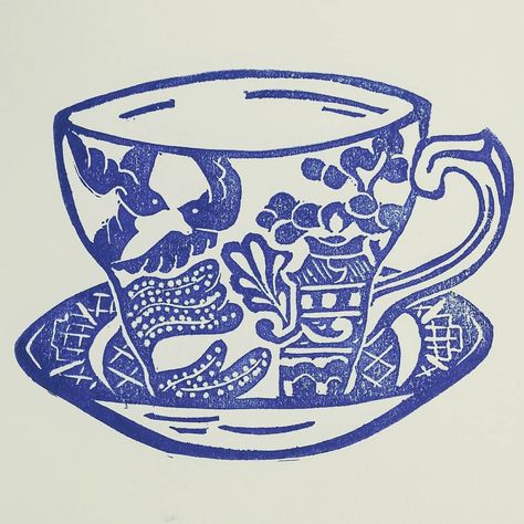 Blue Willow China Tattoo, Blue China Teacup, Blue Willow Tattoo, Willow Logo, Blue Willow China Pattern, Asian Pottery, Blue Willow Pattern, Cup Tattoo, Blue Willow China