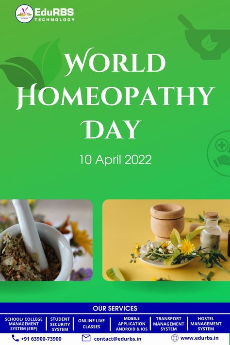 World Homeopathy Day #WORLD #Homeopathy #worldhomeopathyday #edurbs World Homeopathy Day, Technology World, Online Student, Homeopathy, School College, Ethnic Recipes, 10 Things