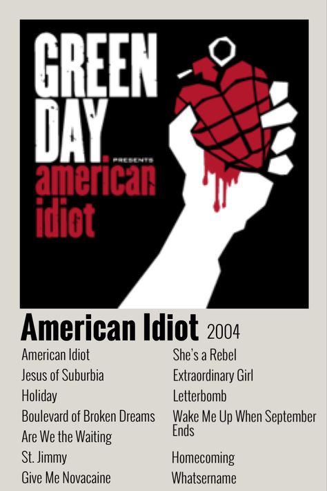 american idiot - green day Green Day American Id, Renovated Bedroom, Green Day Poster, Green Day Albums, Albums Aesthetic, Alt Posters, Music Cards, Minimalist Polaroid Poster, Song Posters