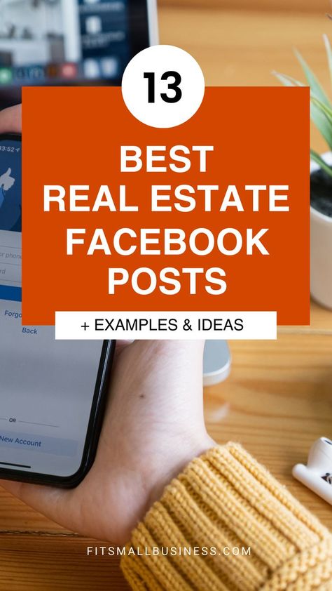 13 Best Real Estate Facebook Posts (+ Examples & Ideas) Real Estate Facebook Posts, Real Estate Marketing Strategy, Realtor Social Media, Real Estate Advertising, Real Estate Career, Realestate Marketing, Real Estate Advice, Social Media Success, Generate Leads