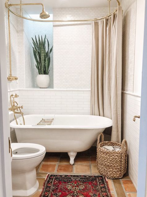 Bathroom With Clawfoot Tub, Transitional Boho, Clawfoot Tub Bathroom, Clawfoot Tub Shower, Transitional Decor Bedroom, Transitional Decor Living Room, Cottage Bathroom, Downstairs Bathroom, Upstairs Bathrooms