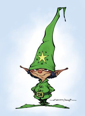 Evil Elf, Fairy Sketch, Elf Cartoon, Elf Drawings, Saint Patricks Day Art, Prismacolor Art, Xmas Elf, Elf Art, Pixies Fairies