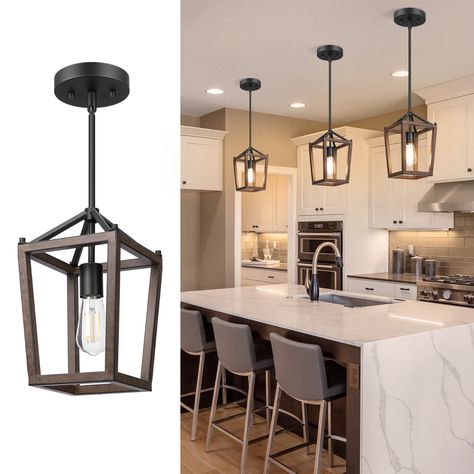 EDISHINE Pendant Lights for Kitchen Island, 1-Light Farmhouse Cage Hanging Light Fixtures, Rustic Wood with Gray Finish, Adjustable Height Pendant Light for Dining Room, Allway and Foyer EDISHINE is a professional manufacturer specializing in Home Improvement and Indoor & Outdoor Lightings. Our primary aim is to provide you and other valuable members with higher quality products. A satisfying shopping experience is amongst our top priorities. Packing List: 1 x Pendant Lighting（Include Accessories） 1 x User Manual EDISHINE Farmhouse Chandelier, 4-Light Rustic Pendant Light with Wood Gray Finish, Adjustable The farmhouse chandelier,finished with wooden gray metal shade,geometric,aesthetic and exquisite, it will put a warm, nice pattern on the wall when lit, the perfect balance of industrial Pendant Lights For Kitchen Island, Lights For Kitchen Island, Pendant Lights For Kitchen, Lantern Ceiling Lights, Lights For Kitchen, Light For Dining Room, Farmhouse Light Fixtures, Rustic Pendant Lighting, Farmhouse Pendant Lighting