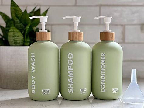 Apartment Bathroom Essentials, Shampoo And Conditioner Dispenser, Shampoo And Conditioner Bottles, Shower Soap Dispenser, Shampoo Packaging, Lotion Containers, Skincare Products Photography, Shower Soap, Graphic Design Packaging