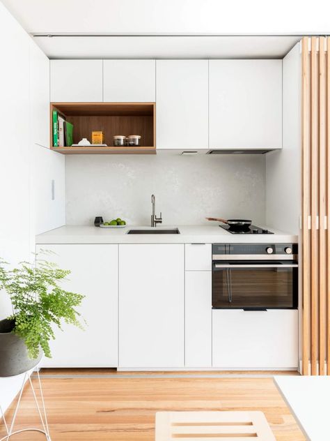 Integrated Kitchen, Small Kitchenette, Bari, White Kitchen, Small Kitchen, Kitchens, Kitchen Dining, Loft, Handles