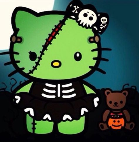 Spooky Hello Kitty, Hello Kitty Halloween Wallpaper, Hello Kitty Imagenes, Images Hello Kitty, Cute Zombie, Walpaper Hello Kitty, Charmmy Kitty, Hello Kitty Images, Hello Kitty Backgrounds