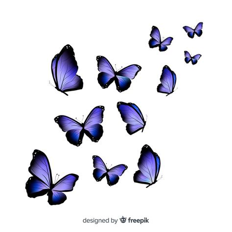 Realistic butterflies group flying Free ... | Free Vector #Freepik #freevector #hand #nature #animal #butterfly Realistic Butterfly Painting, Butterfly Digital Art, Woodland Mural, Animals Butterfly, Side View Drawing, Fly Drawing, Animal Butterfly, Flying Tattoo, Flying Butterfly