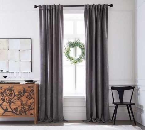 Master Curtains, Black Curtain Rod, Black Curtain Rods, Double Curtain Rod, Curtain Rings With Clips, Double Rod Curtains, Silk Curtains, Curtain Rails, Grey Curtains