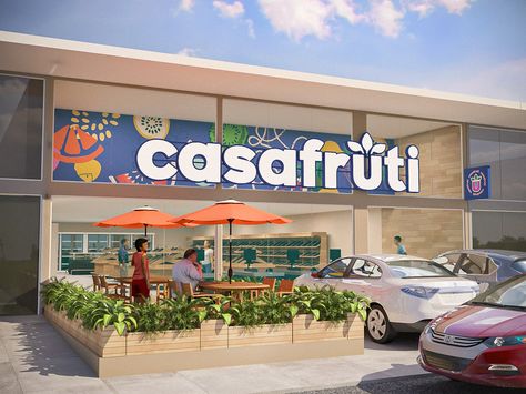 Casa Fruit Retail | Hortifruti Fachada on Behance Supermarket Logo, Fruit Store, Grocery Store Design, Juice Packaging, Supermarket Design, Office Table, Autodesk 3ds Max, Online Portfolio, Retail Design