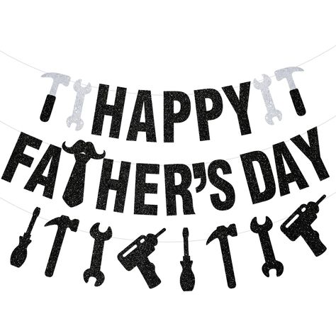 PRICES MAY VARY. 【What You Will Get】: 1 pcs black glittery happy father's day banner with father day tool garland banner. The fathers day party decorations provide a special banner for you to decorate your fathers day party supplies! 【Love DAD! 】: The happy fathers day banner is perfect for your fathers day decorations, father's day decorations for party and fathers day party supplies. Exquisite fathers day party supplies set must make an unforgettable moment for your dad's day party! 【Happy Fat Fathers Day Decorations Party, Fathers Day Decorations, Fathers Day Party, Day Party Decorations, Fathers Day Banner, Car Life Hacks, Banner Garland, Kids Gift Guide, Banner Sizes