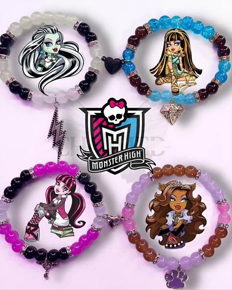 Calling all the monsters ⚡️💎🐾🦇 Our new additions to the Monster High collection are hereeee😫🤩 What ghouls should we do next?👀🪦 • • • • Shop at charmsbydasie.com🛒🛍️ • • • • • • • #charmedbydasie #monsterhigh #draculaura #matchingbracelets #friendshipbracelets #monsterhighdolls #monsterhighedit #clawdeenwolf #halloweenideas #cleodenile #magnetbracelet #giftideas #friendshipbracelet #groupbracelets #monsterhighfanart #magnetbracelet #magnetheart #monsterhighcollection Monster High Bracelets, Draculaura Bracelet, Monster High Bracelet, Calling All The Monsters, Monster High Collection, Themed Bracelets, American Baby Doll, Fandom Jewelry, Diy Jewelry Unique