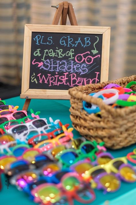 Sunglass Favors from a Coachella Inspired Boho Birthday Party on Kara's Party Ideas | KarasPartyIdeas.com (30) Sunglass Favors, Coachella Birthday, Festival Themed Party, Sweet 17, Boho Birthday Party, Luau Theme Party, Luau Birthday Party, Hawaiian Birthday Party, Fiesta Tropical