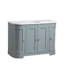 Lansdown 1200mm Curved Underslung Unit - Mineral Blue - Tavistock Bathrooms Curved Worktop, Curved Vanity, Heritage Colours, Bathroom Unit, Double Vanity Unit, White Worktop, Double Basin Vanity Unit, Basin Vanity Unit, Bathroom Units