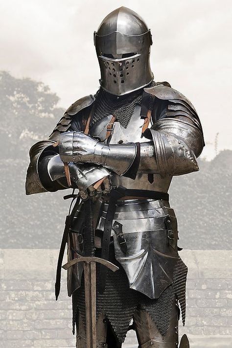 Medieval armor | Medieval, Knights, Swords & Armor, Castles, Renaissance... | Pinterest Knight Drawing Reference Pose, Knight Tattoo Warriors, Knight Reference Drawing, Knight Drawing Reference, Knight Poses Drawing, Knight Helmet Design, Armor Painting, Helmet Reference, Knight Reference