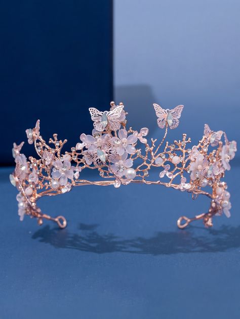 Rose Gold Basics,Casual,Elegant,Glamorous,Romantic,Preppy,Boho,Gorgeous-Luxury Collar  Zinc Alloy  Tiaras Embellished   Wedding & Event Fairy Wedding Crown, Headpiece Jewelry Wedding, Fairy Head Piece, Fairy Headpiece Diy, Fairy Wedding Hair, Fantasy Headpieces, Rose Gold Bridal Headpiece, Quince Crown, Hair Accessories For Wedding