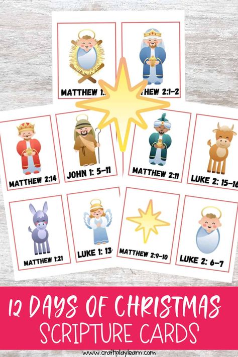 Nativity Bible Verse Printables - Craft Play Learn Nativity Preschool, Christmas Story Bible, Nativity Printables, Printable Bible Verses Free, Bible Verse Printables, Printable Nativity, Nativity Activity, Nativity Ideas, Story Of Christmas