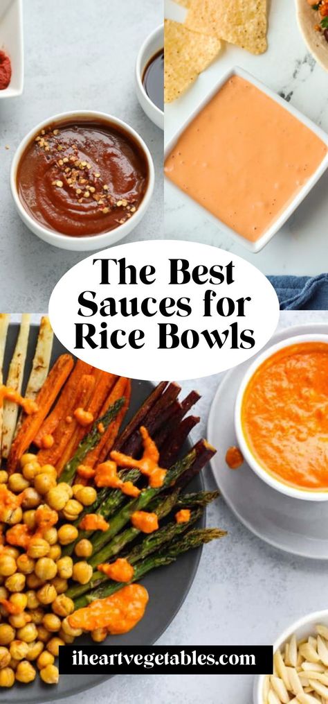 The best way to elevate your rice bowl is to add a flavorful sauce! These tasty condiments are the perfect thing to drizzle on top of any combination of veggies and grains. Rice Bowl Sauce Ideas, Sauce For Rice And Veggies, Roasted Veggie Bowl Sauce, Rice Bowl Sauce Recipes, Sauces For Rice Bowls, Veggie Bowl Sauce, Sauces For Rice, Rice Bowl Sauce, Burrito Sauce Recipe