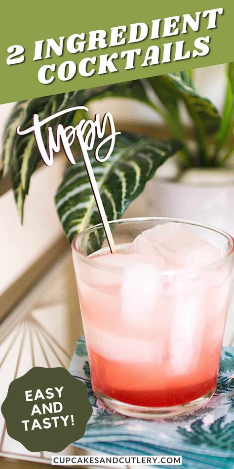 2 Ingredient Cocktails, Two Ingredient Cocktails, Cheap Mixed Drinks, Basic Cocktail Recipes, Sweet Mixed Drinks, Kid Drinks Recipes, Drinks Alcohol Recipes Easy, Cocktails To Make At Home, Easy Mixed Drinks