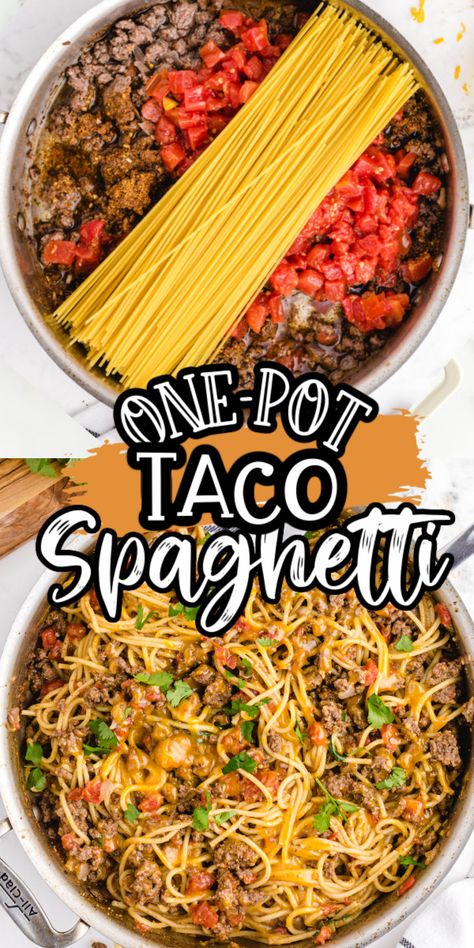 One Pot Taco Spaghetti, Recipes Ground Beef, Taco Spaghetti, Fettucine Alfredo, Recipes With Ground Beef, Mexican Casserole, One Pot Dinner, Ground Beef Recipes For Dinner, Beef Recipes Easy