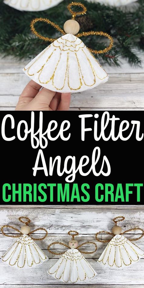 These Coffee Filter Angels make an adorable Christmas craft. Coffee filters and glitter glue transform into the most angelic ornaments ever in just about 30 minutes. This activity is great for elementary aged children with supervision. It’s also a great Christmas craft for adults. Younger children can help with decorating the angel dresses and faces, but will need adult assistance to put them together. Coffee Filter Angels, Nativity Activities, Gems Crafts, Christian Christmas Crafts, Angel Ornaments Diy, Angel Decorations, Christmas Sunday School, Angel Dresses, Coffee Filter Wreath