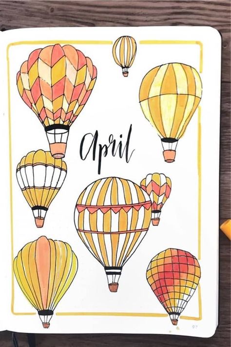 25+ Best Hot Air Balloon Bullet Journal Spreads For 2022 - Crazy Laura Notesbog Design, Journal D'inspiration, April Bullet Journal, Bullet Journal Month, Kalender Design, Bullet Journal 2020, Bujo Planner, Bullet Journal Cover Page, Bullet Journal Cover Ideas