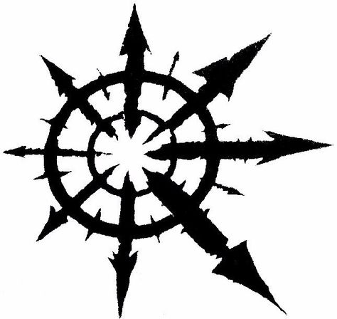 Chaos Symbol Tattoo, Chaos Symbol, Chaos Star, Chaos Tattoo, Chaos 40k, Chaos Daemons, Yakuza Tattoo, Circle Tattoos, Symbol Tattoo