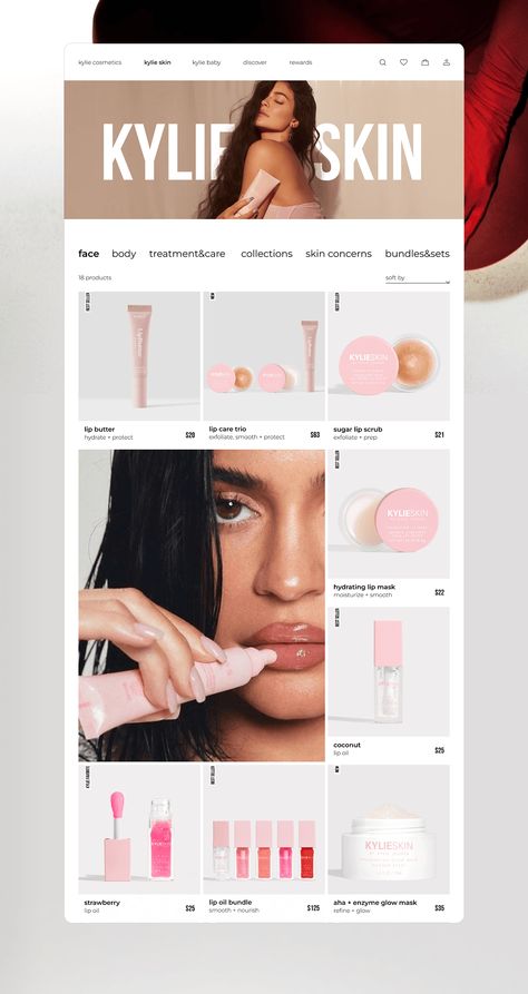 ONLINE STORE KYLIE COSMETICS I E-COMMERCE Kylie Cosmetics Store, Kylie Baby, Kylie Skin, Glow Mask, Kylie Cosmetic, Sugar Lip Scrub, About Us Page, Tech Pack, Lip Butter