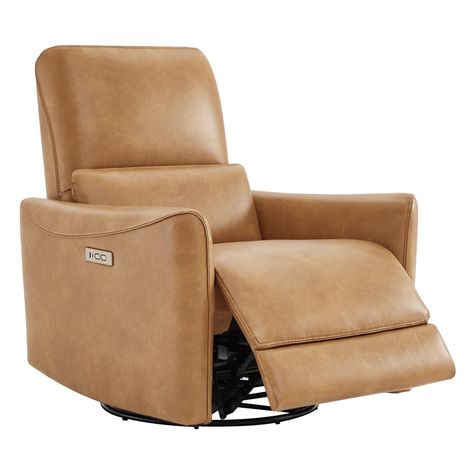 PRICES MAY VARY. Comfort: The power glider swivel rocker recliner chair is designed with Mom's comfort in mind, featuring a 270-degree swivel, glide, and quiet, smooth recline function that can be operated with the push of a button. The 90-135° recliner angle offers flexibility and versatility for maximum comfort. Durability: This chair is not your average nursery chair. It features a patented Leggett & Platt mechanism that has passed a rigorous 25,000-cycle life test and can support up to 350 l Nursery Glider Rocker, Leather Living Room, Swivel Rocker Recliner Chair, Power Recliner Chair, Swivel Glider Recliner, Chair Swivel, Glider Rocker, Glider Recliner, Nursery Chair