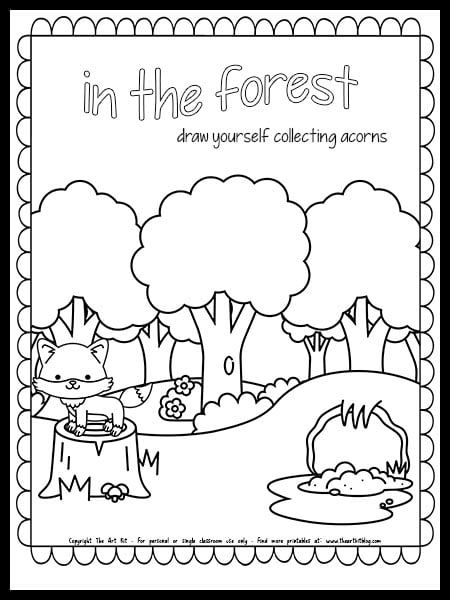 Forest Colouring Page, Forest Worksheets For Kids, Forest Preschool, Camper Quilt, Draw Yourself, Forest Coloring Pages, Colors For Toddlers, Camping Coloring Pages, Forest Coloring