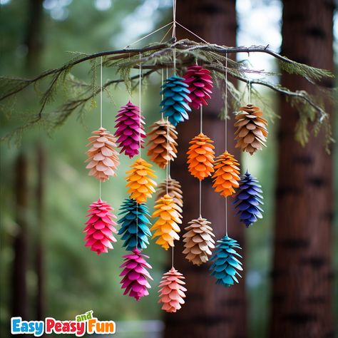 15+ Pine Cone Crafts and Decoration Ideas - Easy Peasy and Fun Died Pinecones, Painted Pine Cones Crafts, Pine Cone Snowy Owl Craft, Decorative Arts Ideas, Fall Crafts Using Nature, Pine Crafts For Kids, Pine Cone Holiday Craft, Pine Cone Mobile Diy, Decoration With Pine Cones