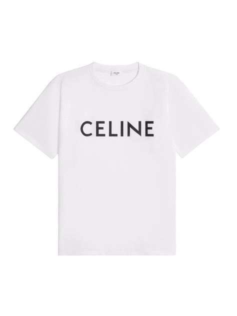 The Celine Women Loose T-Shirt is made of 100% soft and breathable cotton, with a sleek and modern design featuring the iconic logo in contrasting white and black. The comfortable fit is enhanced by a ribbed collar and designer style, making it a must-have piece in every fashion-forward woman's wardrobe. Crafted in France with the highest quality and attention to detail, this t-shirt is the perfect mix of style and comfort. 100% Cotton Celine Print Loose Fit Crew Neck Ribbed Trim on the collar D Celine T Shirt, Celine Clothes, Celine Shirt, Celine Women, Celine Logo, Iconic Logo, Outfit Style, Cotton Logo, Designer Style