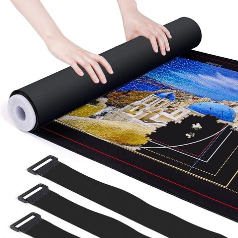 Amazon.com: Tipkits Puzzle Mat Roll Up with 3.35" Foam Rolling Tube & 1.97" Hook & Loop Fastener Straps X3, Jigsaw Puzzle Pad with Storage Bag, Smooth Polyester Front & Non-Slip Rubber Back, Up to 1500 Pieces : Toys & Games Puzzle Roll Up Mat, Puzzle Storage, Puzzle Mat, Foam Rolling, Puzzle Game, Puzzle Pieces, Roll Up, Natural Rubber, Jigsaw Puzzle